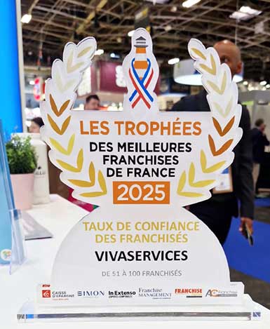 Vivaservices a été élue meilleure franchise de France pour le taux de confiance élevé de ses franchisés